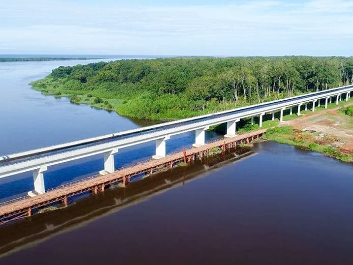 Gabon Port Gentil-Omboue Road and Ogooué River Booué Bridge